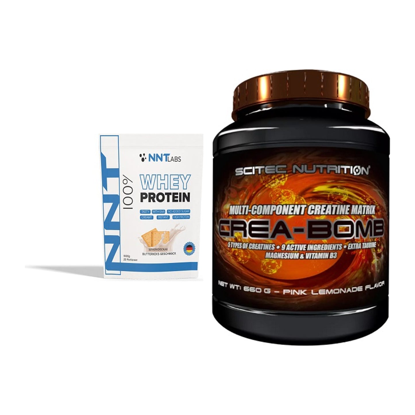Muskelaufbau-Set: NNT Whey + Scitec Crea-Bomb – alle enthaltenen Artikel