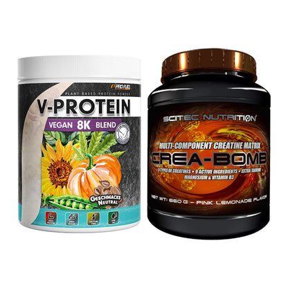 Muskelaufbau-Set: ProFuel V-Protein Vegan 8K Blend + Scitec Crea-Bomb – alle enthaltenen Artikel