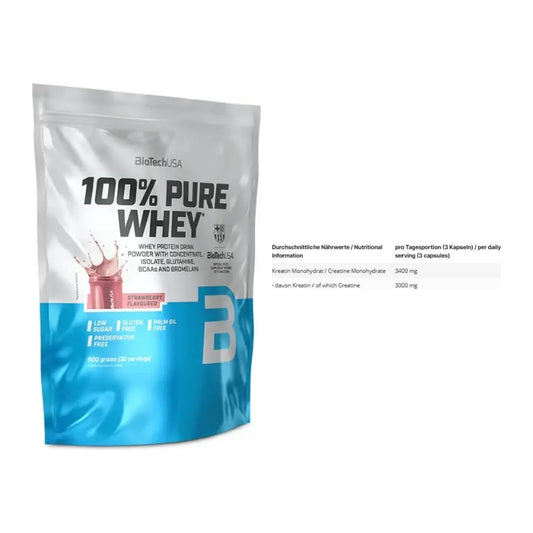 Muskelaufbau-Set: BioTech 100% Pure Whey + INLEAD Creatine Monohydrate – alle enthaltenen Artikel