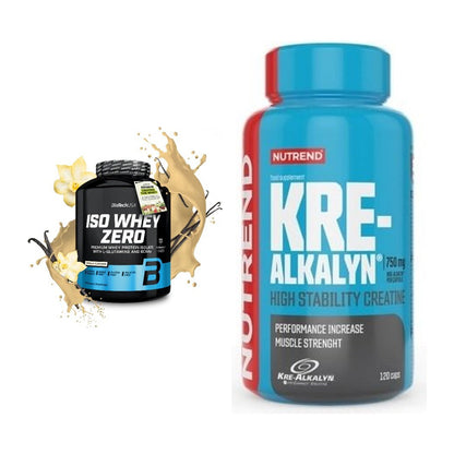 Muskelaufbau-Set: BioTech Iso Whey Zero 1816g + Nutrend Kre-Alkalyn – alle enthaltenen Artikel