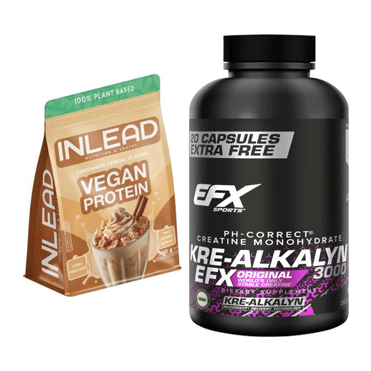 Muskelaufbau-Set: INLEAD Vegan Protein + EFX Kre-Alkalyn 3000 – alle enthaltenen Artikel