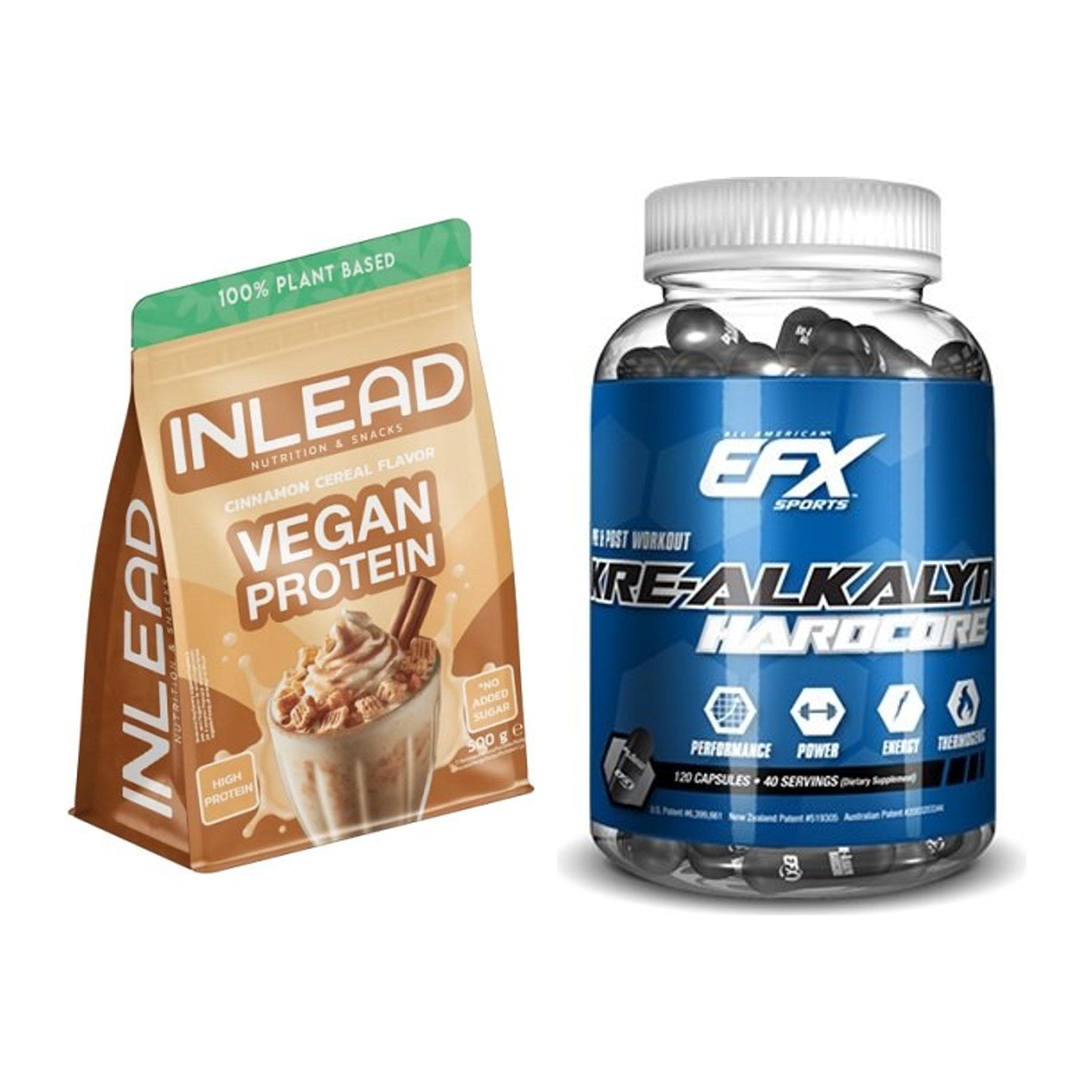 Muskelaufbau-Set: INLEAD Vegan Protein + EFX Kre-Alkalyn Hardcore – alle enthaltenen Artikel