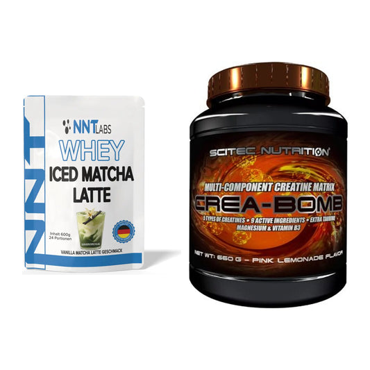 Muskelaufbau-Set: NNT Whey ICED MATCHA LATTE + Scitec Crea-Bomb – alle enthaltenen Artikel