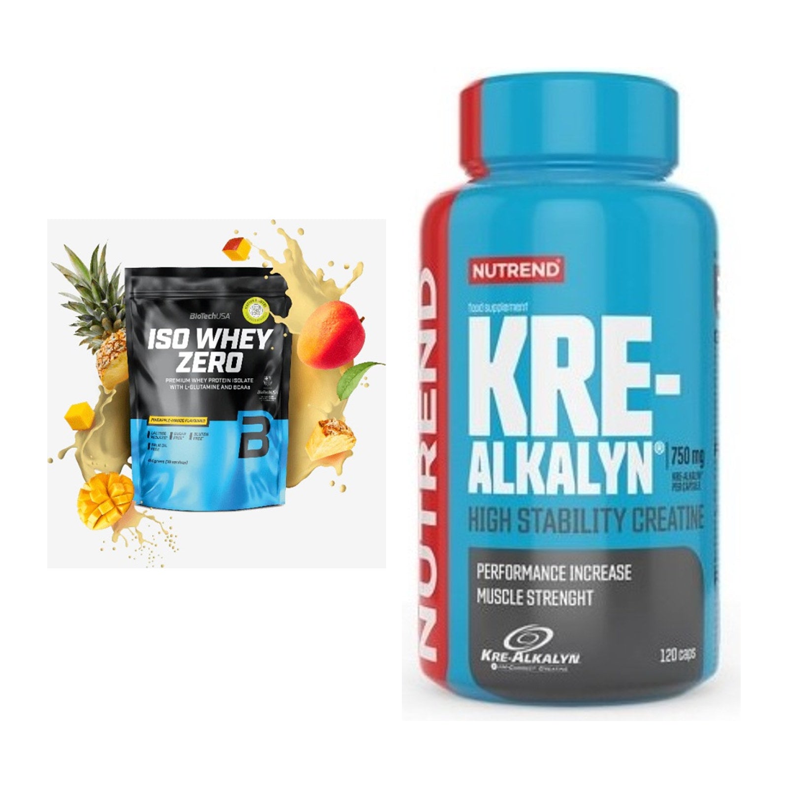 Muskelaufbau-Set: BioTech Iso Whey Zero + Nutrend Kre-Alkalyn – alle enthaltenen Artikel