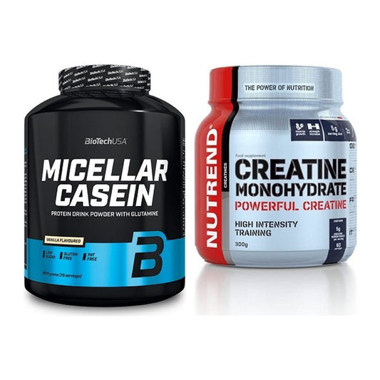 Muskelaufbau-Set: BioTech Micellar Casein + Nutrend Creatine – alle enthaltenen Artikel