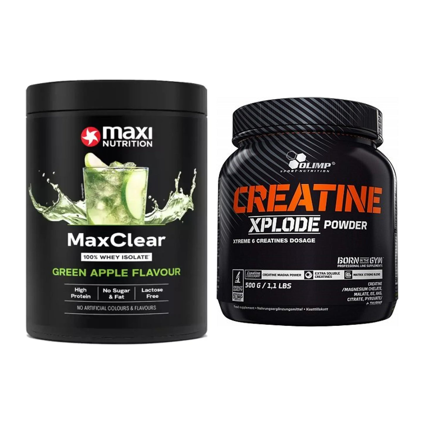 Muskelaufbau-Set: MaxiNutrition MaxClear + Olimp Creatine Xplode – alle enthaltenen Artikel