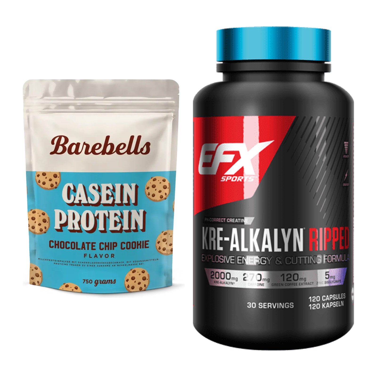 Muskelaufbau-Set: Barebells Casein Protein + EFX Kre-Alkalyn Ripped – alle enthaltenen Artikel