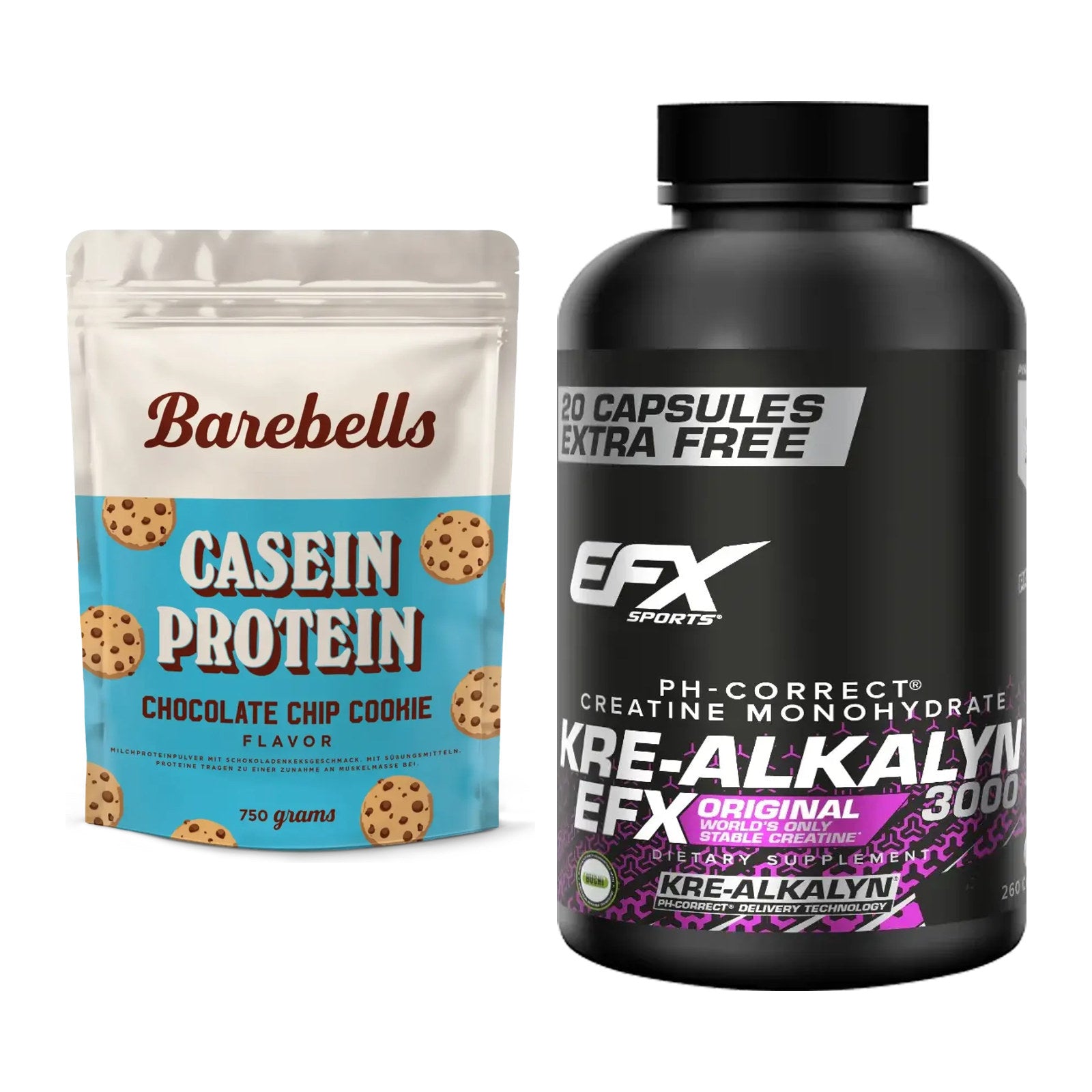 Muskelaufbau-Set: Barebells Casein Protein + EFX Kre-Alkalyn 3000 – alle enthaltenen Artikel