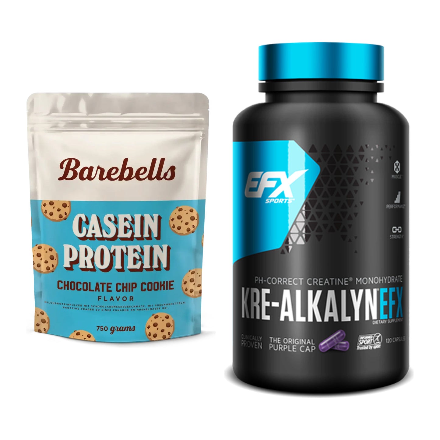 Muskelaufbau-Set: Barebells Casein Protein + EFX Kre-Alkalyn – alle enthaltenen Artikel