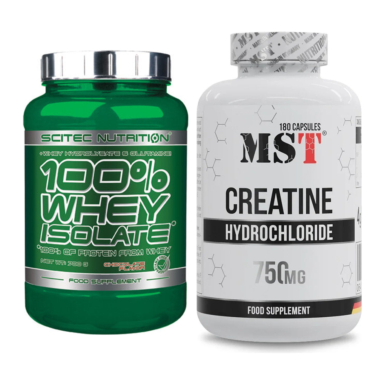 Muskelaufbau-Set: Scitec Whey Isolate + MST Creatine HCL – alle enthaltenen Artikel