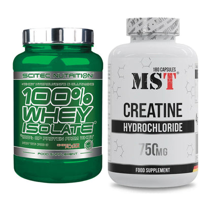 Muskelaufbau-Set: Scitec Whey Isolate + MST Creatine HCL – alle enthaltenen Artikel