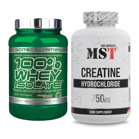 Muskelaufbau-Set: Scitec Whey Isolate + MST Creatine HCL – alle enthaltenen Artikel