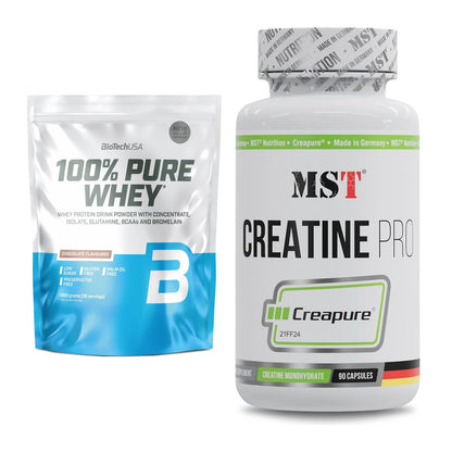 Muskelaufbau-Set: BioTech 100% Pure Whey + MST Creatine Pro CREAPURE – alle enthaltenen Artikel
