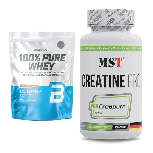 Muskelaufbau-Set: BioTech 100% Pure Whey + MST Creatine Pro CREAPURE – alle enthaltenen Artikel