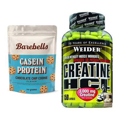 Muskelaufbau-Set: Barebells Casein Protein + Weider Creatin HCL – alle enthaltenen Artikel