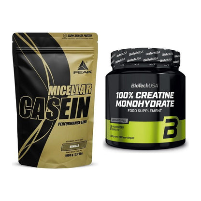 Muskelaufbau-Set: Peak Micellar Casein + BioTech Creatine Monohydrate – alle enthaltenen Artikel