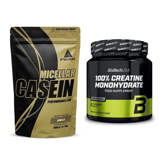 Muskelaufbau-Set: Peak Micellar Casein + BioTech Creatine Monohydrate – alle enthaltenen Artikel