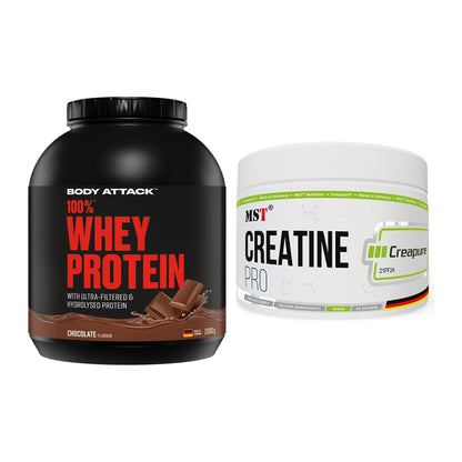 Muskelaufbau-Set: Body Attack 100% Whey + MST Creatin Pro CREAPURE – alle enthaltenen Artikel