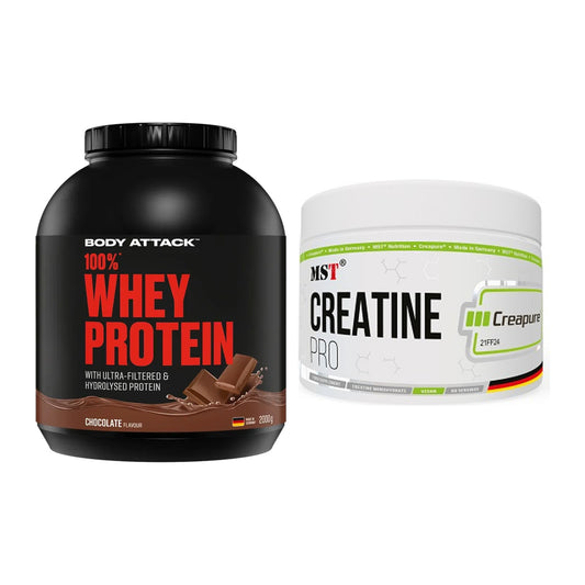 Muskelaufbau-Set: Body Attack 100% Whey + MST Creatin Pro CREAPURE – alle enthaltenen Artikel