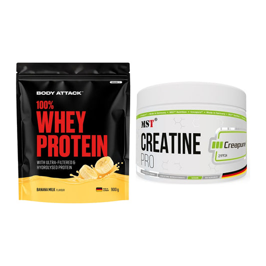 Muskelaufbau-Set: Body Attack 100% Whey + MST Creatin Pro CREAPURE – alle enthaltenen Artikel