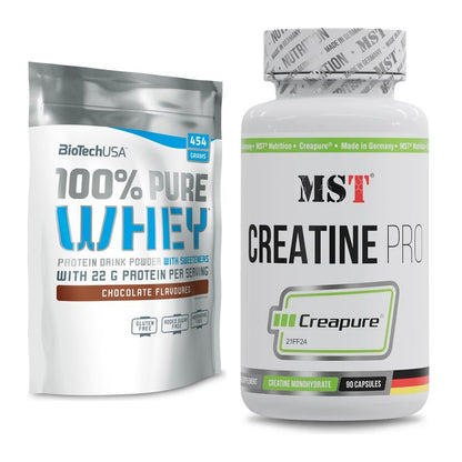 Muskelaufbau-Set: BioTech 100% Pure Whey + MST Creatine Pro CREAPURE – alle enthaltenen Artikel