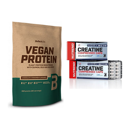 Muskelaufbau-Set: BioTech Vegan Protein + Nutrend Creatine – alle enthaltenen Artikel
