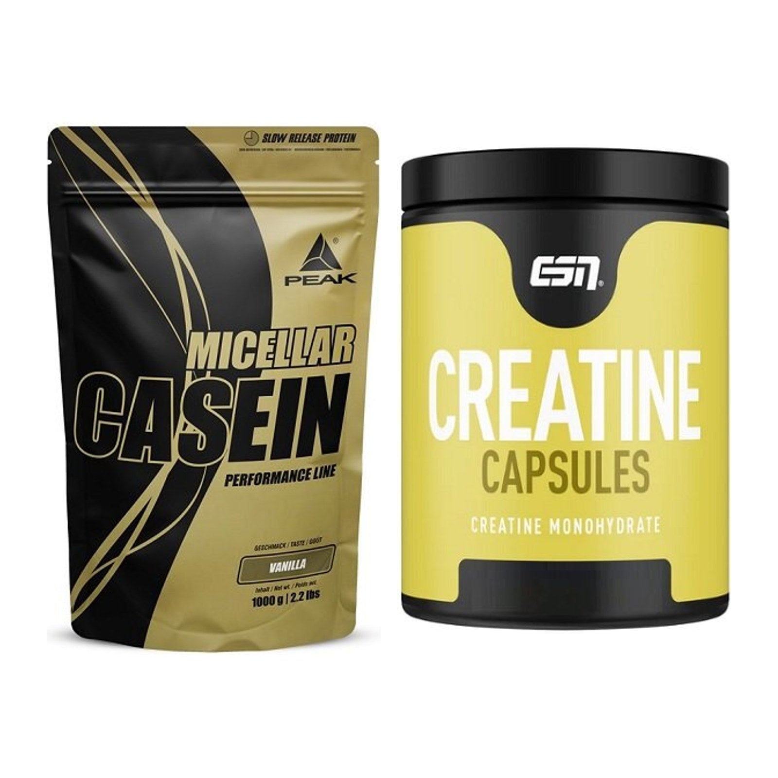 Muskelaufbau-Set: Peak Micellar Casein + ESN Ultrapure Creatine – alle enthaltenen Artikel