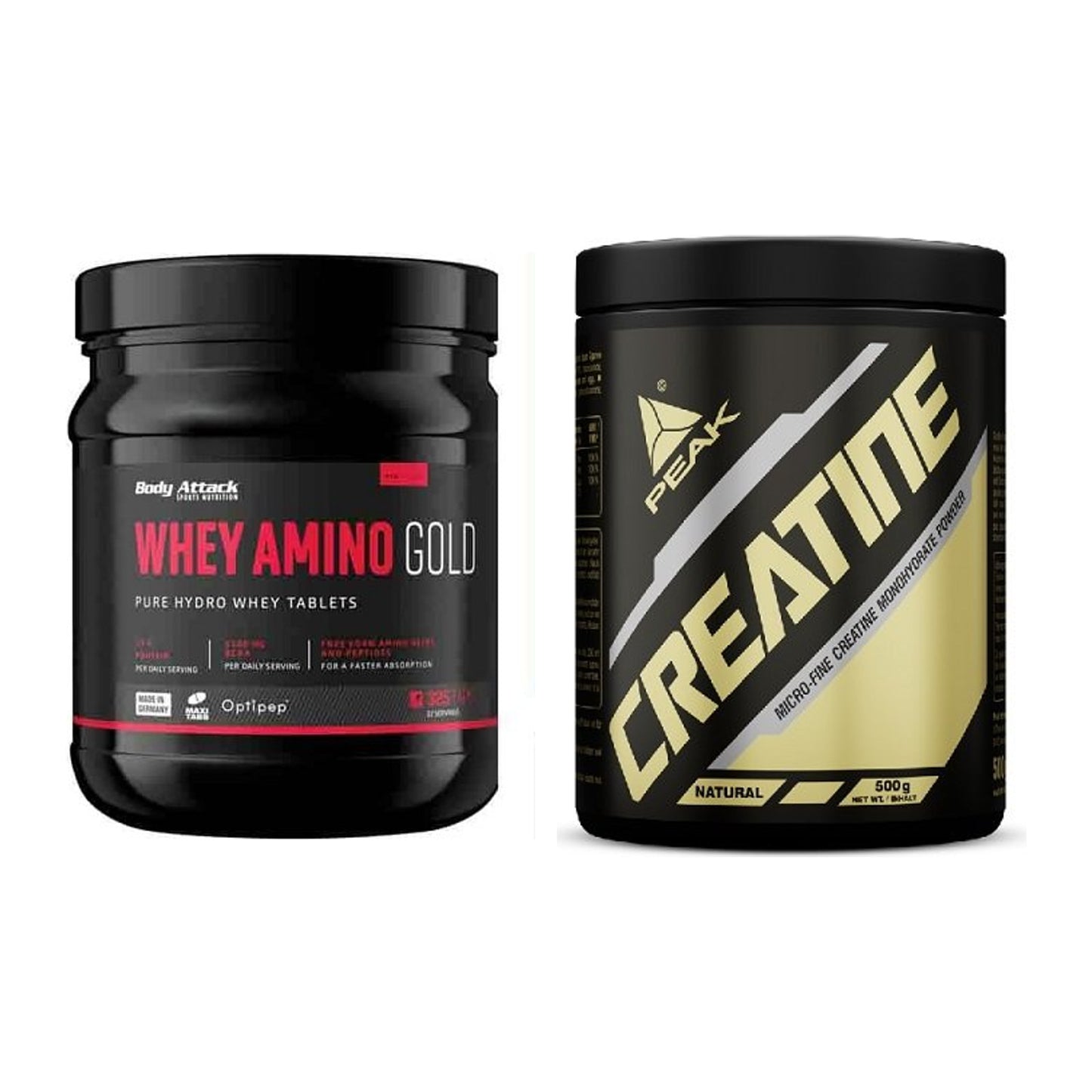 Muskelaufbau-Set: Body Attack Whey Amino Gold + Peak Creatin Powder – alle enthaltenen Artikel