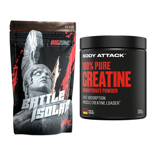 Muskelaufbau-Set: Big Zone Battle Isolate + Body Attack 100% Pure – alle enthaltenen Artikel
