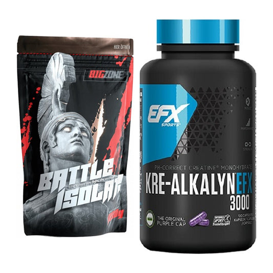 Muskelaufbau-Set: Big Zone Battle Isolate + EFX Kre-Alkalyn 3000 – alle enthaltenen Artikel