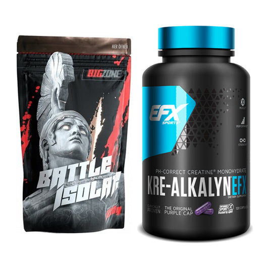 Muskelaufbau-Set: Big Zone Battle Isolate + EFX Kre-Alkalyn – alle enthaltenen Artikel