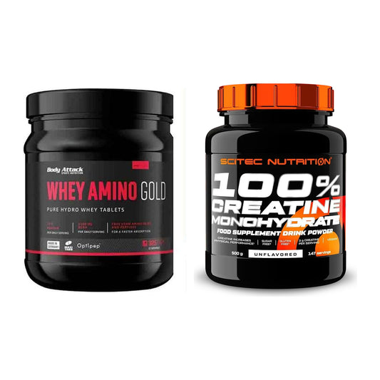Muskelaufbau-Set: Body Attack Whey Amino + Scitec Creatine – alle enthaltenen Artikel