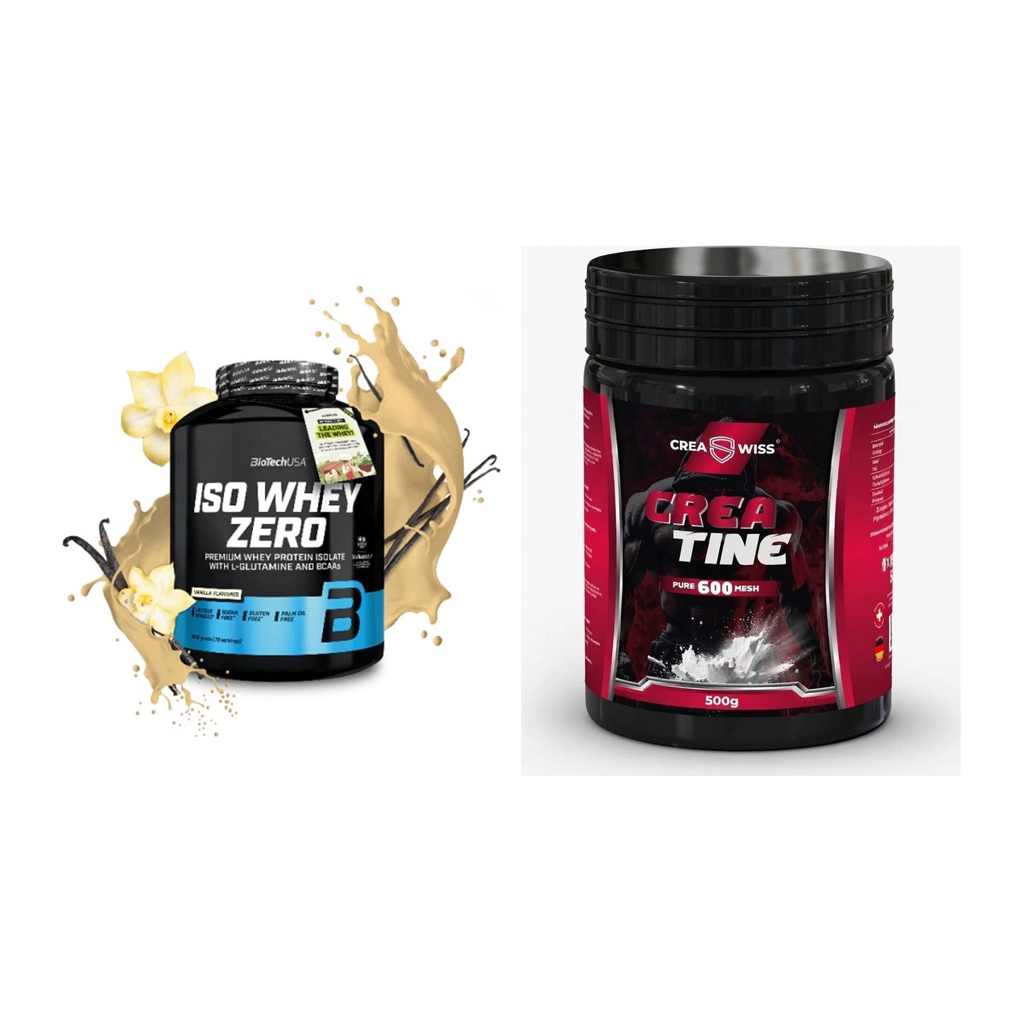 Muskelaufbau-Set: BioTech Iso Whey Zero + CREASWISS Creatine 600 Mesh – alle enthaltenen Artikel