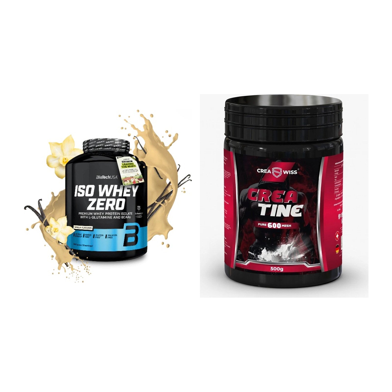 Muskelaufbau-Set: BioTech Iso Whey Zero + CREASWISS Creatine 600 Mesh – alle enthaltenen Artikel