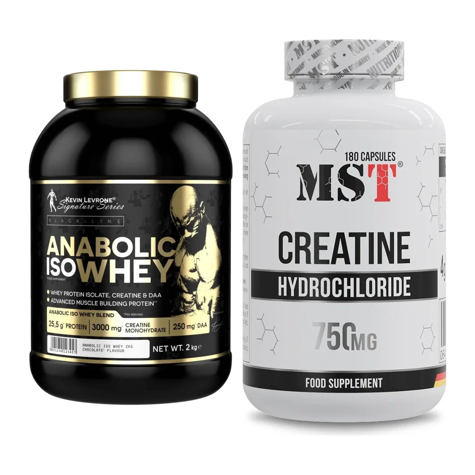 Muskelaufbau-Set: Kevin Levrone Anabolic Iso Whey + MST Creatine HCL – alle enthaltenen Artikel