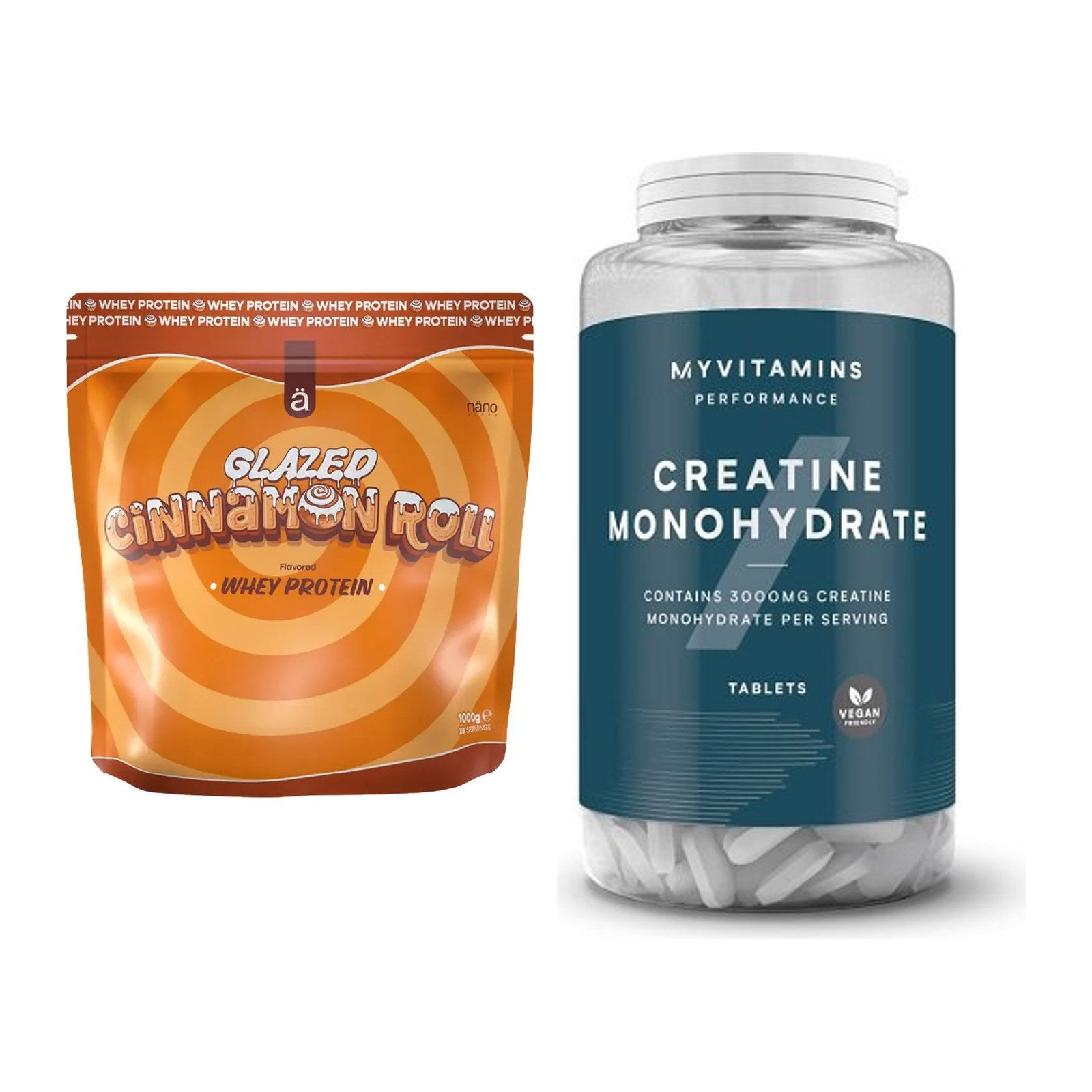 Muskelaufbau-Set: Nanosupps Whey Protein + MyProtein MyVitamins – alle enthaltenen Artikel
