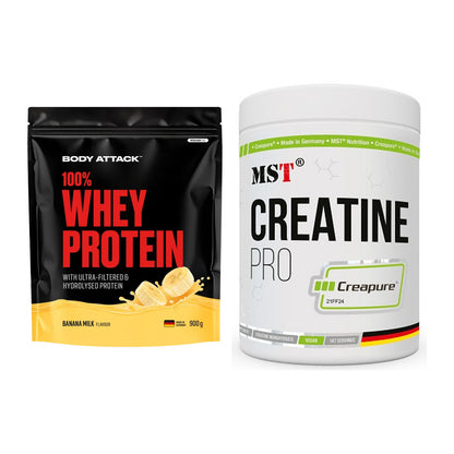 Muskelaufbau-Set: Body Attack 100% Whey + MST Creatin Pro CREAPURE – alle enthaltenen Artikel
