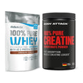 Muskelaufbau-Set: BioTech 100% Pure Whey + Body Attack 100% Pure – alle enthaltenen Artikel