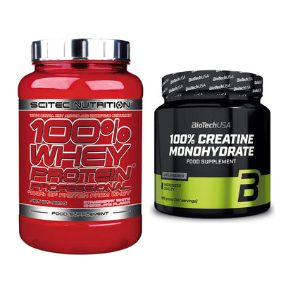 Muskelaufbau-Set: Scitec 100% Whey + BioTech Creatine – alle enthaltenen Artikel