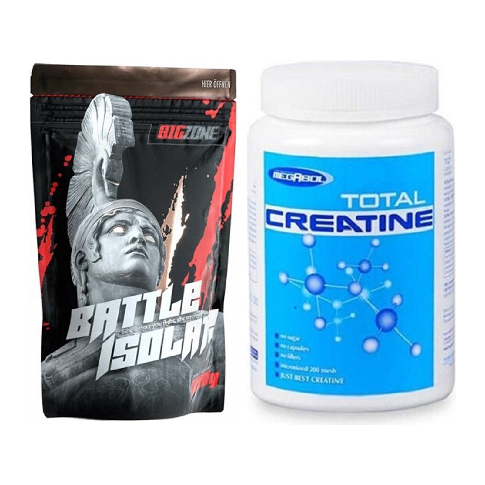 Muskelaufbau-Set: Big Zone Battle Isolate + Megabol Total Creatine – alle enthaltenen Artikel