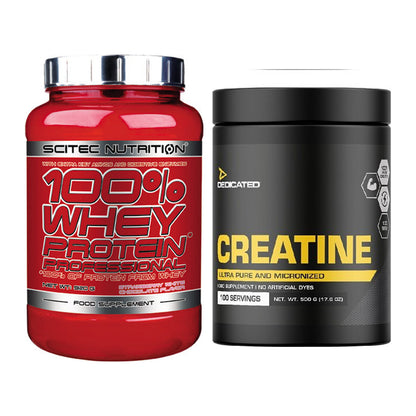 Muskelaufbau-Set: Scitec 100% Whey + Dedicated Creatine – alle enthaltenen Artikel