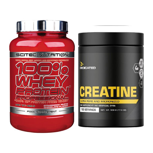 Muskelaufbau-Set: Scitec 100% Whey + Dedicated Creatine – alle enthaltenen Artikel