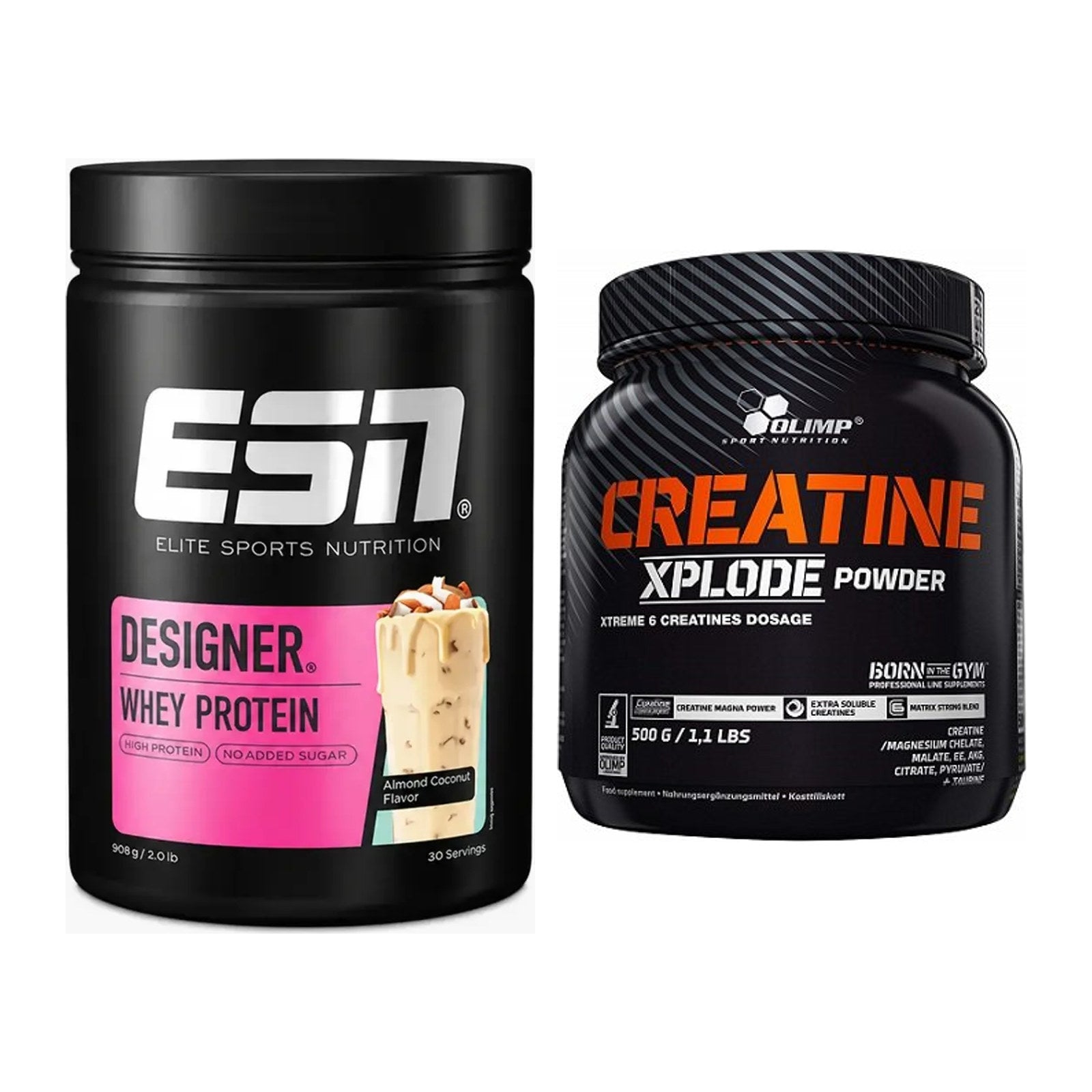 Muskelaufbau-Set: ESN Designer Whey + Olimp Creatine Xplode – alle enthaltenen Artikel