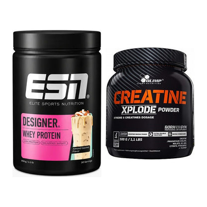 Muskelaufbau-Set: ESN Designer Whey + Olimp Creatine Xplode – alle enthaltenen Artikel