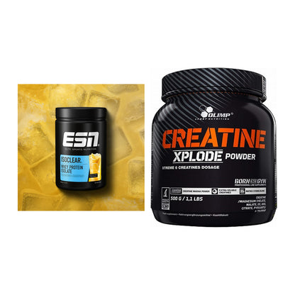 Muskelaufbau-Set: ESN ISOCLEAR Whey + Olimp Creatine Xplode – alle enthaltenen Artikel