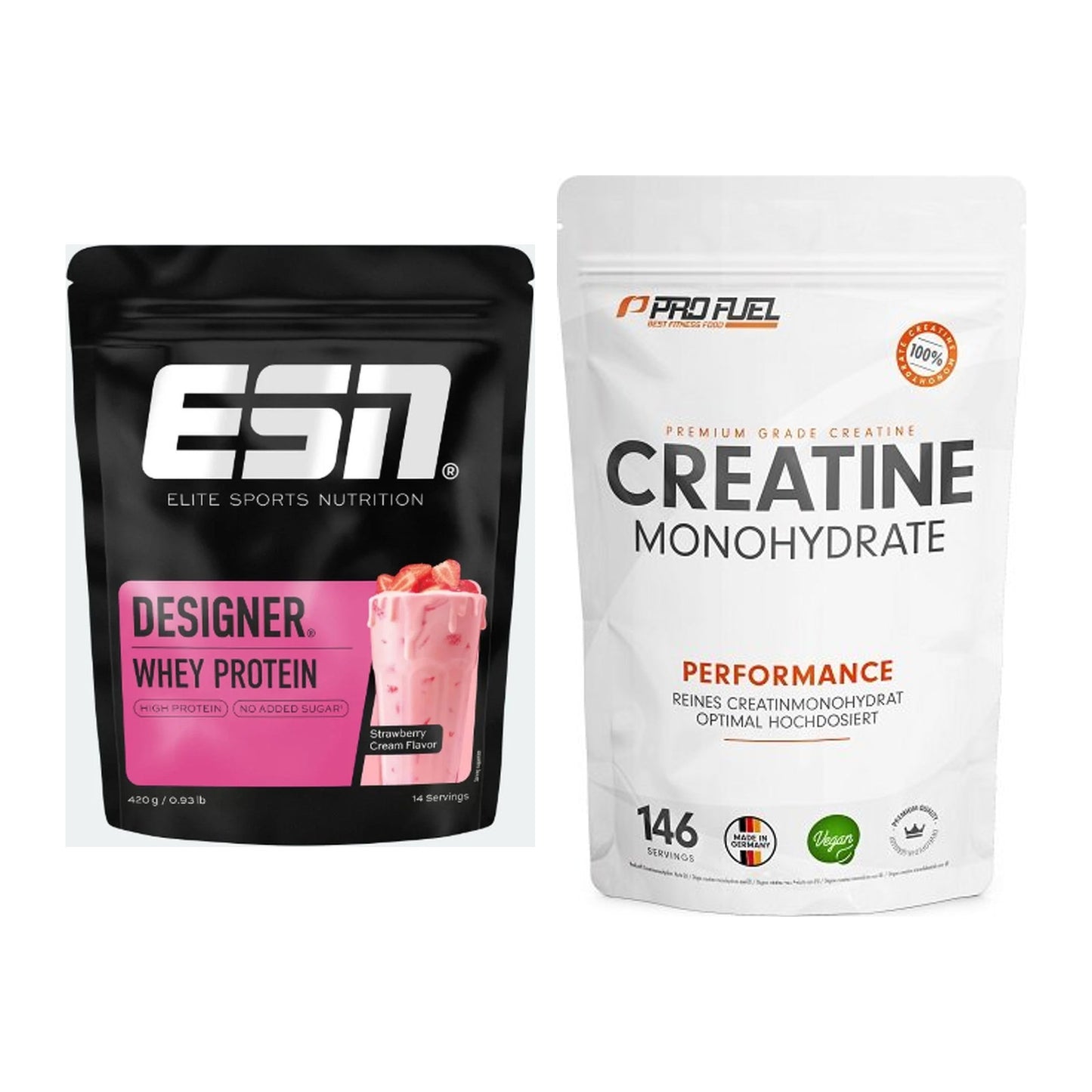 Muskelaufbau-Set: ESN Designer Whey 420g + ProFuel Creatine – alle enthaltenen Artikel