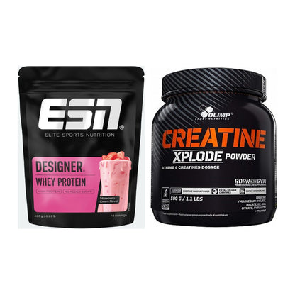 Muskelaufbau-Set: ESN Designer Whey 420g + Olimp Creatine Xplode – alle enthaltenen Artikel