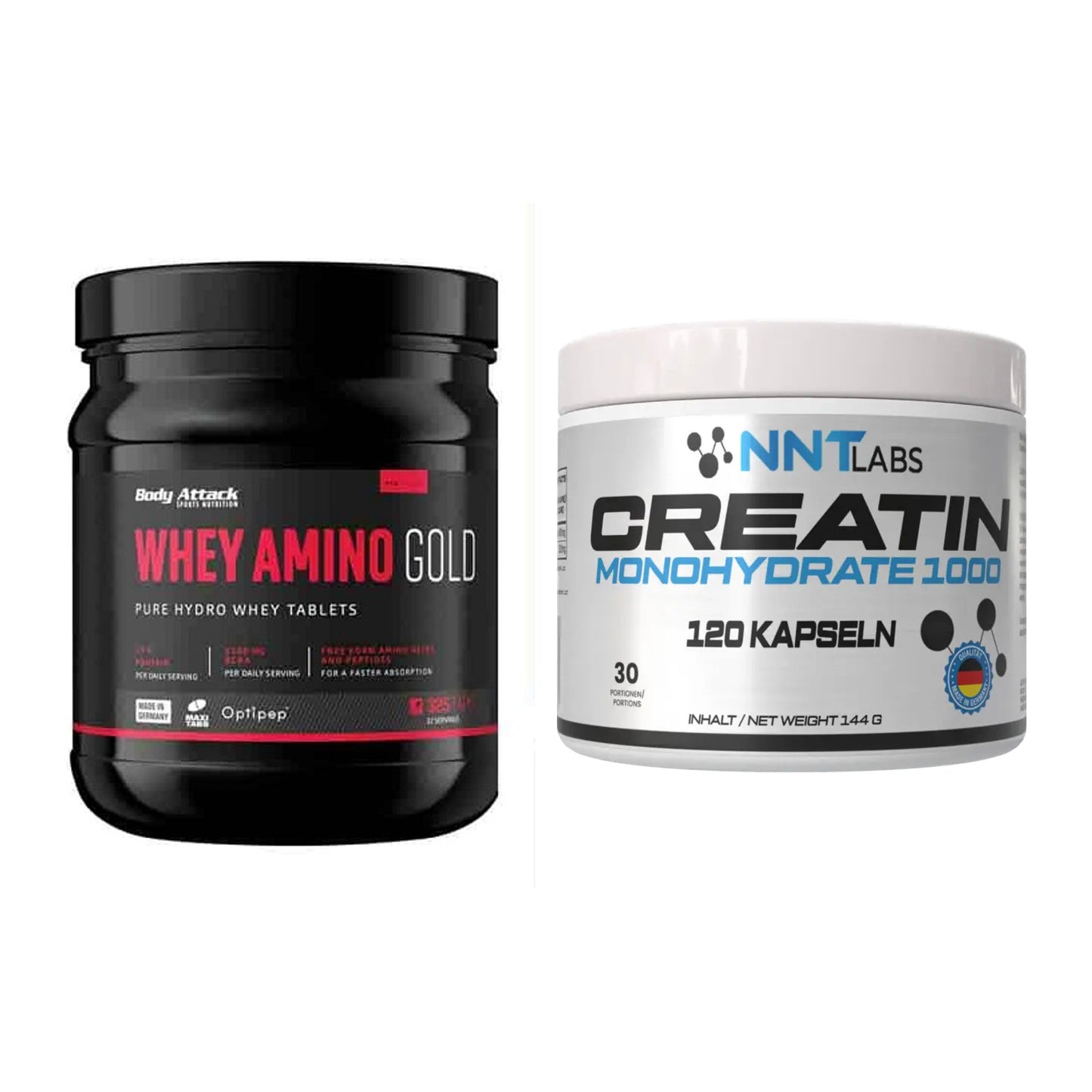 Muskelaufbau-Set: Body Attack Whey Amino Gold + NNT Creatin 1000 mg – alle enthaltenen Artikel