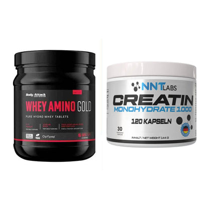 Muskelaufbau-Set: Body Attack Whey Amino Gold + NNT Creatin 1000 mg – alle enthaltenen Artikel
