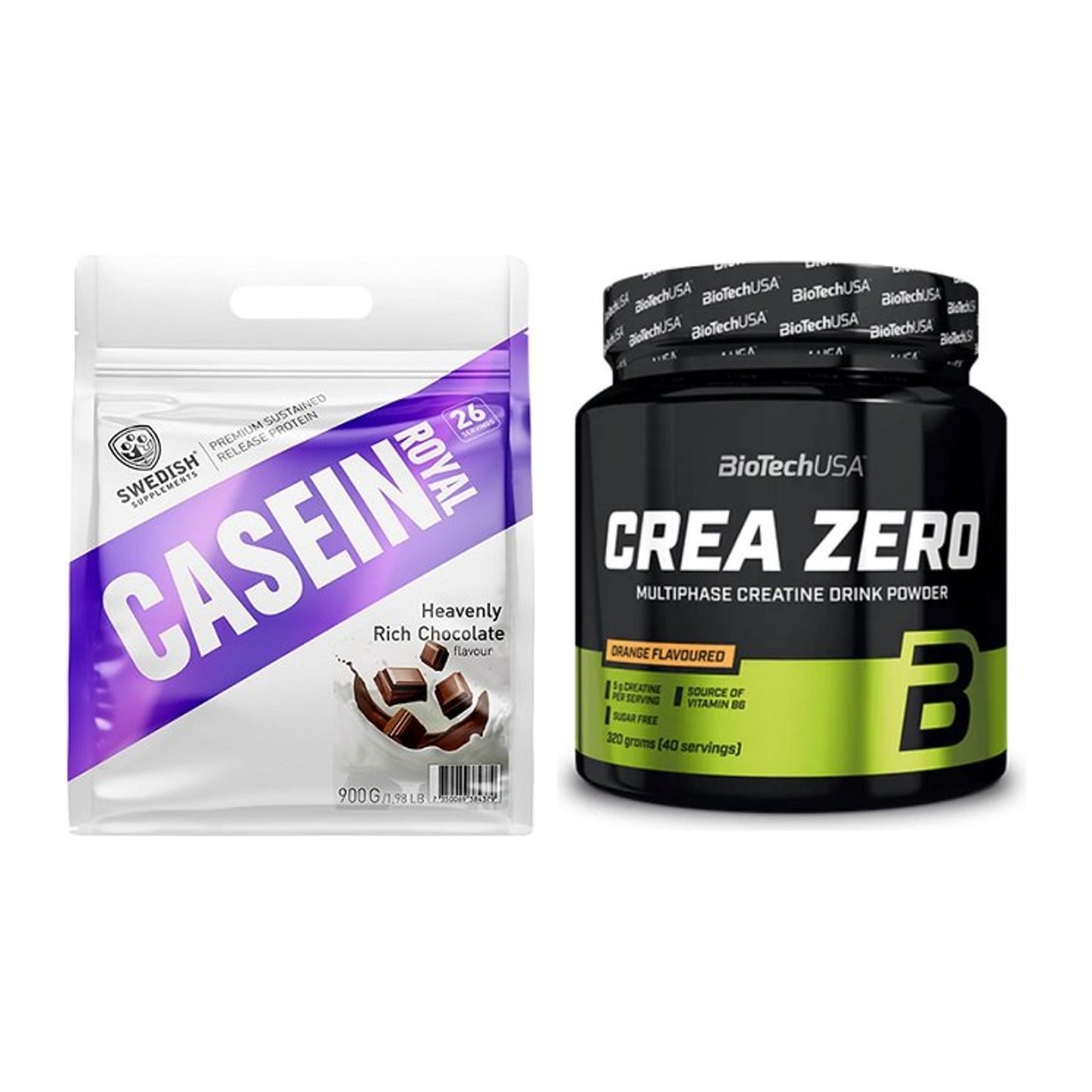 Muskelaufbau-Set: Swedish Supplements Casein Royal + BioTech Crea Zero – alle enthaltenen Artikel